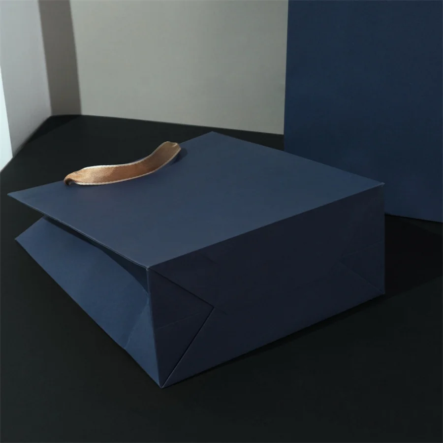 3pcs gift packaging bags retro navy paper bags fashionable business handbags clothing stores jewelry stores gift