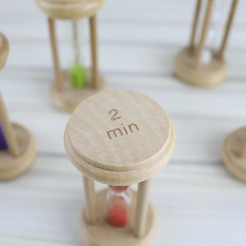 1pcs 5x5x10cm Wooden 1/2/3 Minute Hourglass Timer Time Creative Home Decoration Small Ornaments Customized Logo Living Room images - 6