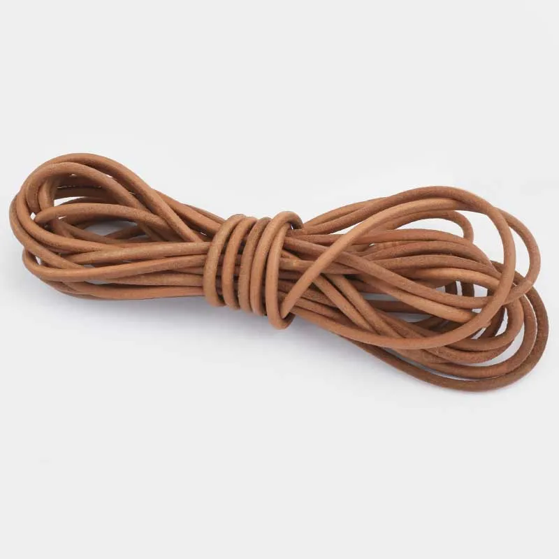 5 미터 자연 2mm 3mm 4mm 5mm 6mm 진짜  가죽 코드 라운드 로프 문자열 DIY 목걸이 팔찌 쥬얼리 만들기위한
