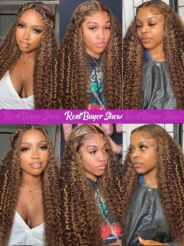 Water Wave Human Hair Bundles Highlight Ombre Honey Blonde Curly 3 4 Bundles 10A 12A 14A Virgin Double Weft Water Curly Bundles 6