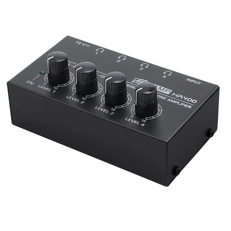 

4-канальный стереоусилитель для наушников, ультракомпактный усилитель с адаптером питания (вилка ЕС)