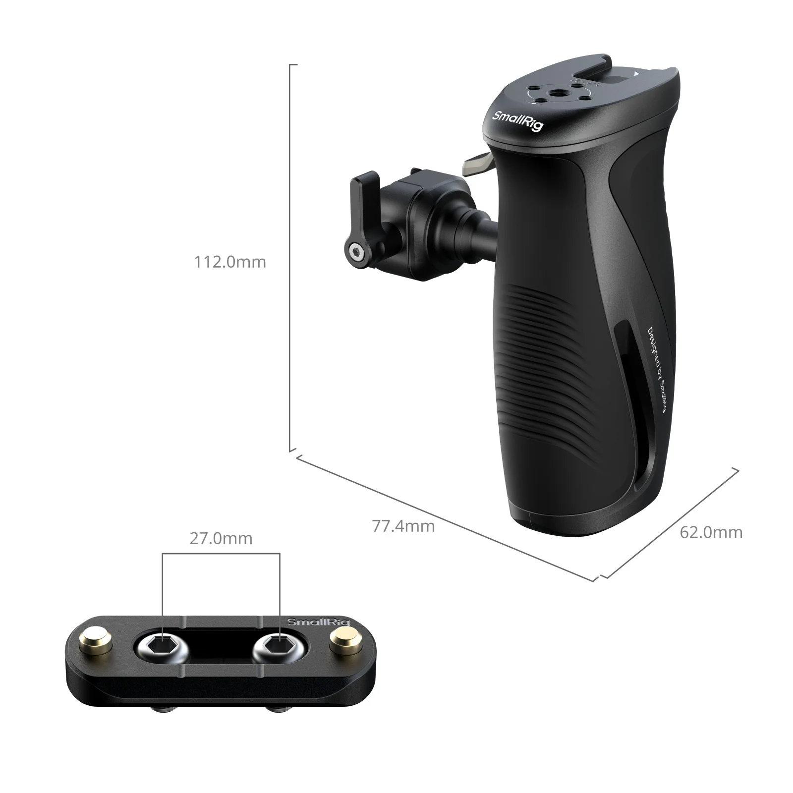 Rotating NATO Side Handle with 1/4 Screws NATO Clamp 360 Adjustment Handgrip for