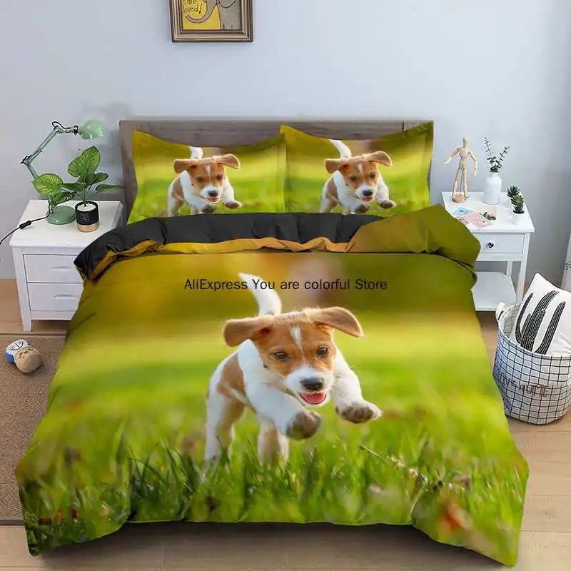 2022 Cute Jack Russell Dog  Luxury Queen King Single Bedding Set Duvet Cover With Pillowcase For Kids Adult Bedclothes 4