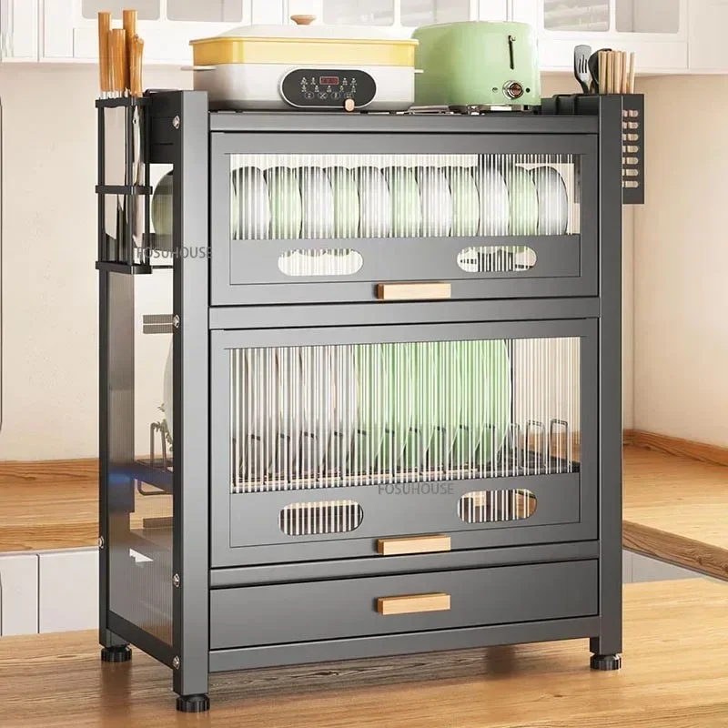Kitchen Countertop Corner Sideboard Multi-layer Space Saving Kitchen Cabinet Dust-proof Countertop Bowl Storage Box With Lid