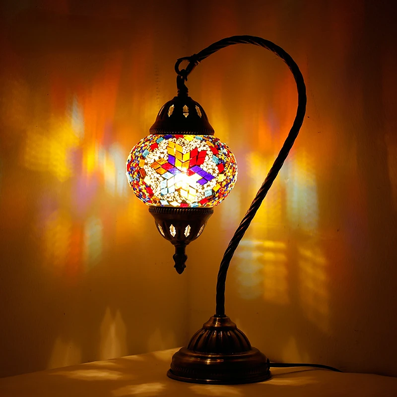 

Vintage Art Deco Handcrafted Lamparas De Mesa Mosaic Glass Romantic Bed Light Lamparas Con Mosaicos Turkish Mosaic Table Lamp