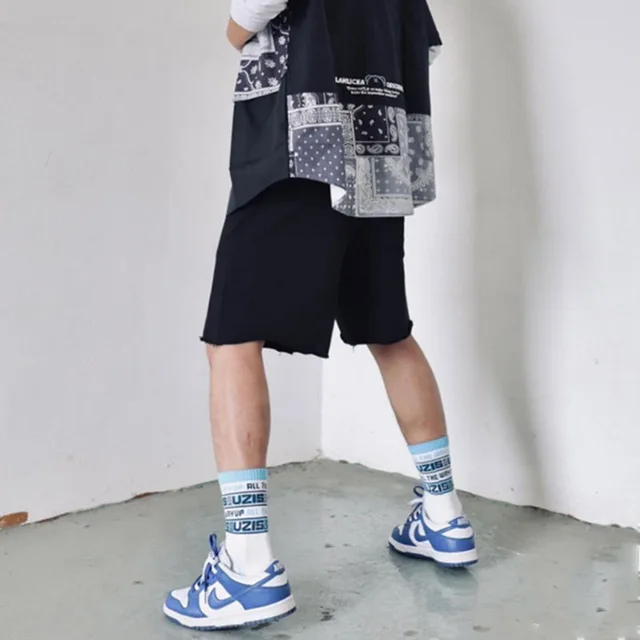 Summer Gym Fitness Sports Mens Cotton Shorts Ragged Cutoff Shorts Casual Training Hip Hop Running Loose Basketball Short Pants 2