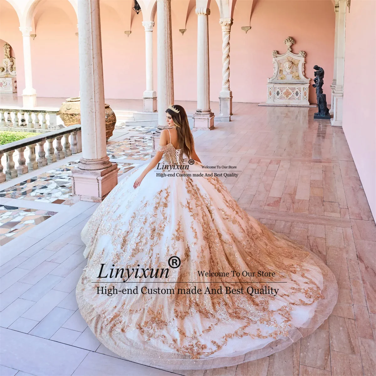 Luxury Sequin Appliques Quinceanera Dress Elegant Tulle Off Shoulder Birthday Sweet 16 Dress vestidos de 15 a&ntilde;os