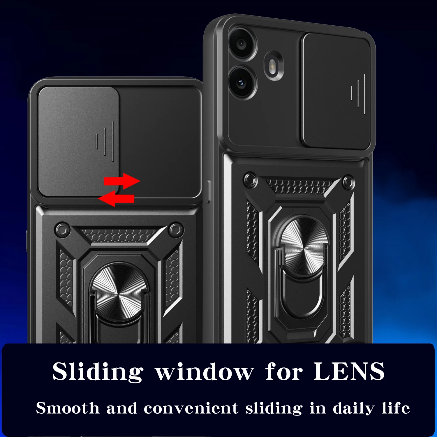 Armor Holder Shockproof Phone Case with Slide Camera Protection and Ring Stand