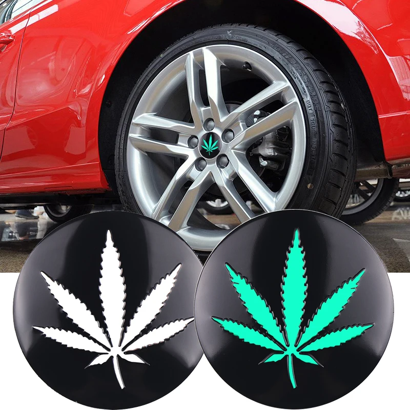 4 Pz 3D Canapa Fimble Leaf Ho Jdm Logo Badge 56Mm Car Wheel Center Hub Caps Sticker Per Bmw Kia Suzuki Honda Toyota Audi Chevrolet