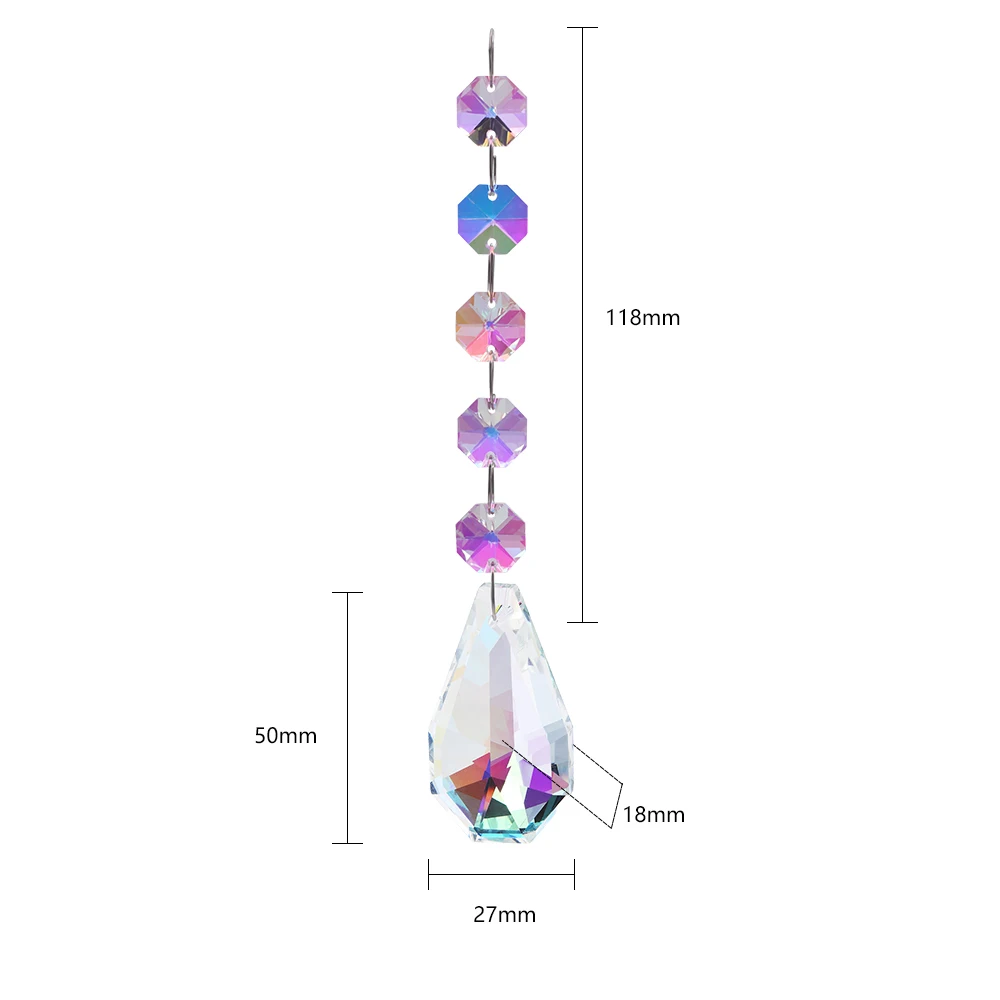 Hanging Crystal Pendant Suncatcher AB Color Rainbow Curtain Pendant Sun Catcher Glass Prism Outdoor Window Home Garden Decor