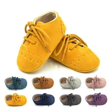 Chaussures unisexes en cuir PU pour nouveau né garçon, semelle en coton, pour les premiers pas, mocassins pour berceau