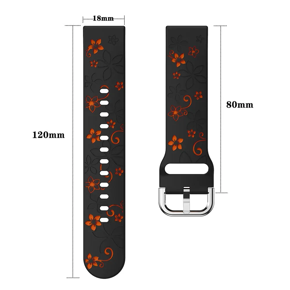 Engraved Breathable 18mm Silicone Watch Strap