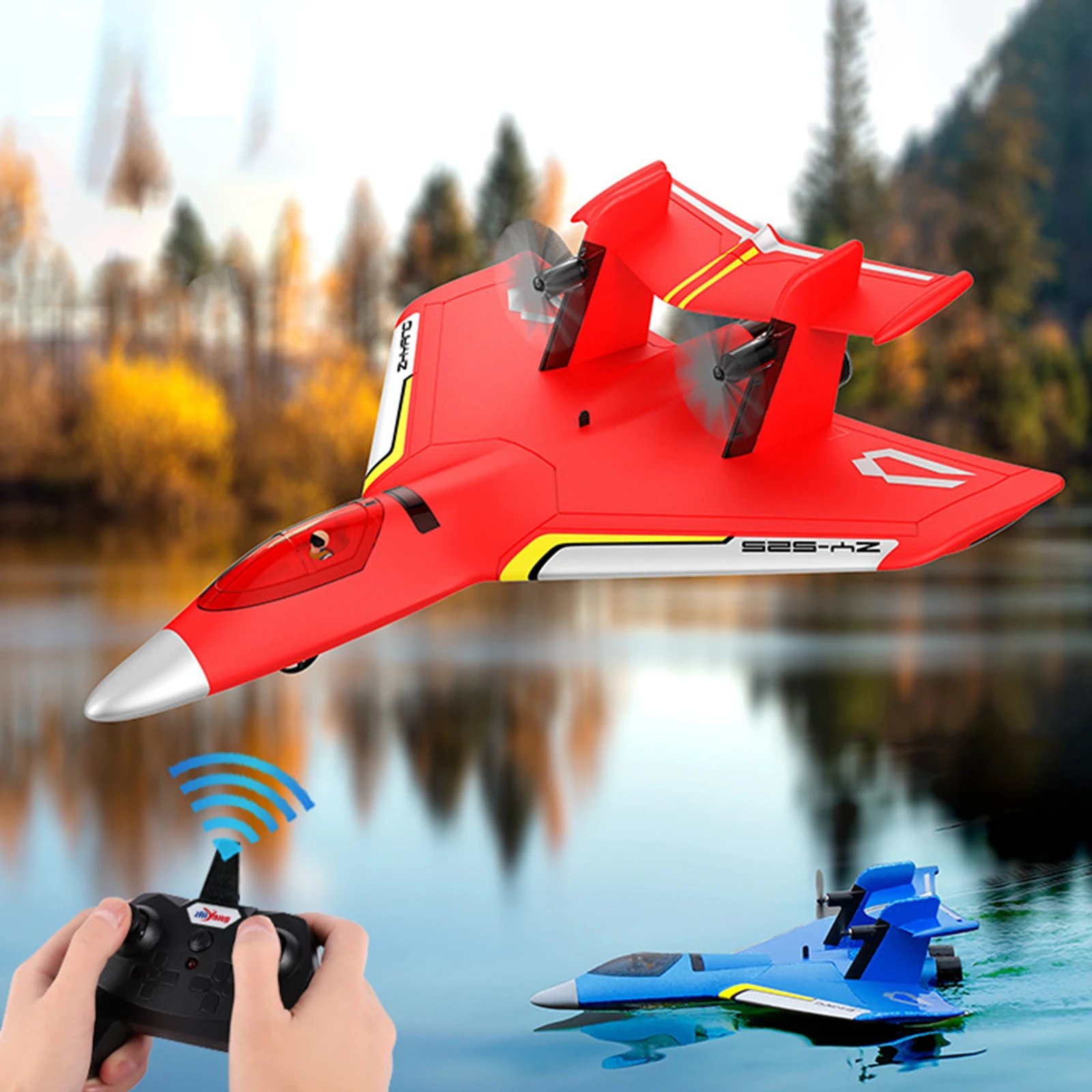 

2.4G Remote Control Glider Outdoor Flying Toys Durable Land Waters and Air Plane Model Fixed Wing RC Fighter for Girls Boys