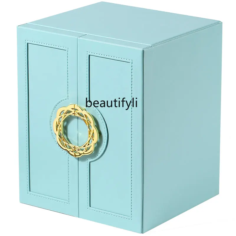 

yj Multi-Layer Jewelry Box Large Capacity Double Open Leather Earrings/Stud Earrings Necklace Jewelry Storage Box Jewelry Box