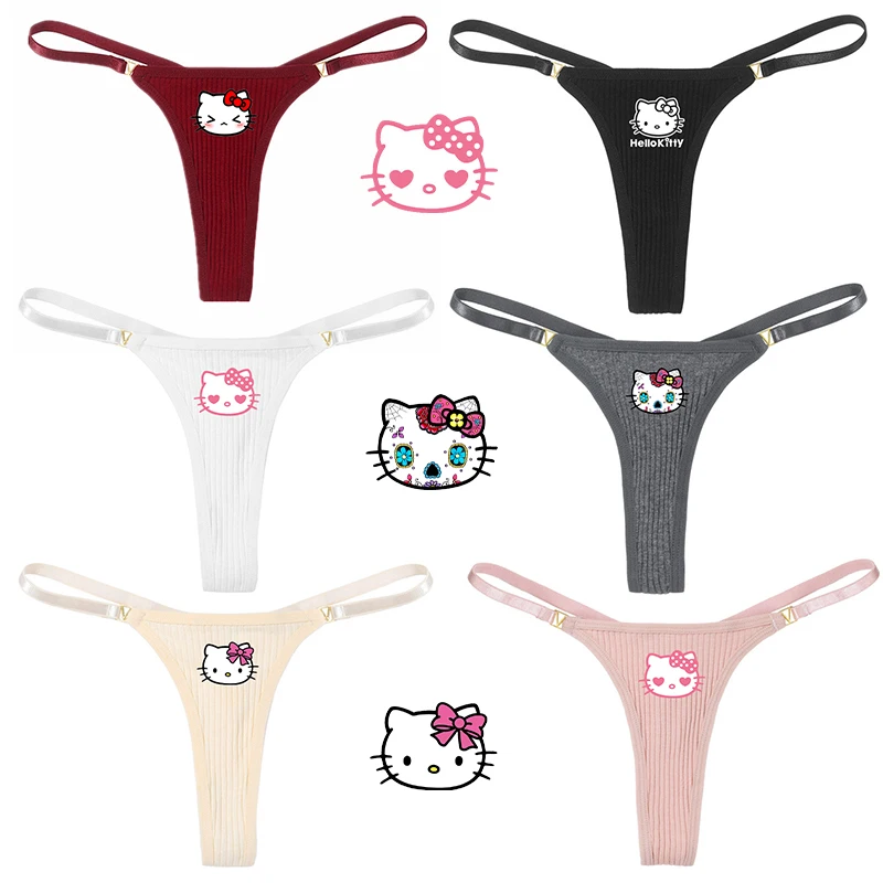 

Anime Hello Kitty Thong Cinnamoroll Cotton Underwear Womens Low Waist Traceless Breathable Threaded Metal Decorative Underwear