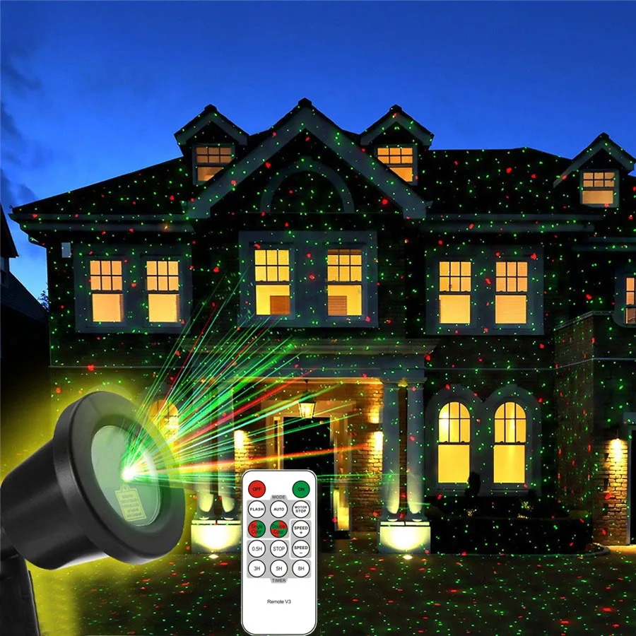 

Star Laser Projector Light with Remote IP65 Waterproof Outdoor Garden Patio Red&Green Lamp Street Landscape Spotlight Christmas
