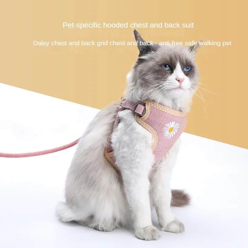Cat Chest Sling Strap Pet Supplies Embroidered Daisy Grid Cat Chest