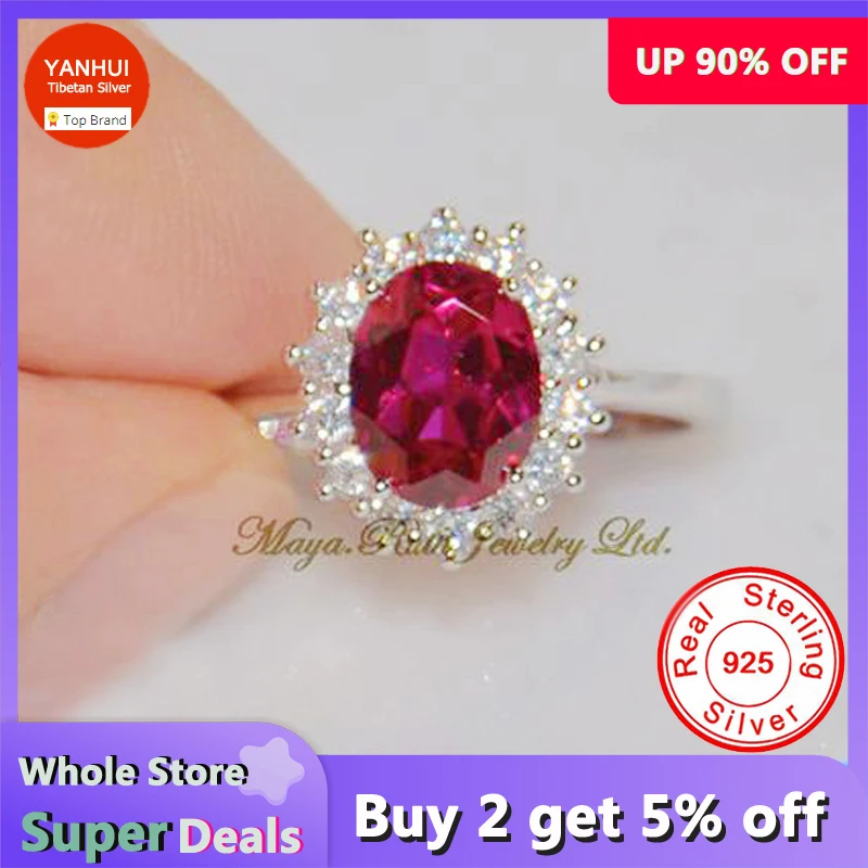 Female Princess Cut 3.2ct Created Ruby/Sapphire Ring Original Tibetan Silver Wedding Engagement Band Bride Jewelry Gift silver rings silver ring wedding rings