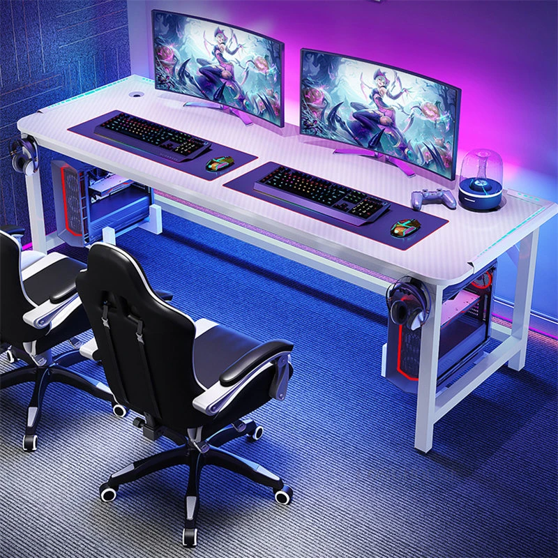 Light Luxury Pink Double Computer Table Home Carbon Fiber Learning