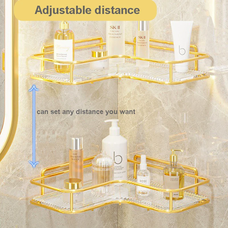 Luxury Acrylic Bathroom Shelf without Drilling Corner Shelf For Shower Kitchen Toilet Skincare Organizer Bathroom Accessories 3