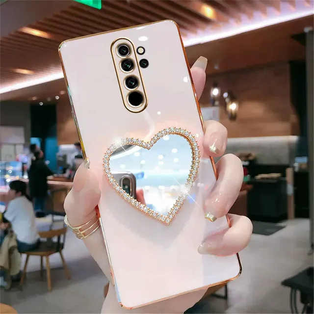 Funda de teléfono chapada en espejo de corazón de amor para Xiaomi Redmi Note 12 Pro Plus 12S 12Pro A1 12C POCO F5 X5 Pro 12T 13 Lite, Note12S - Image 3