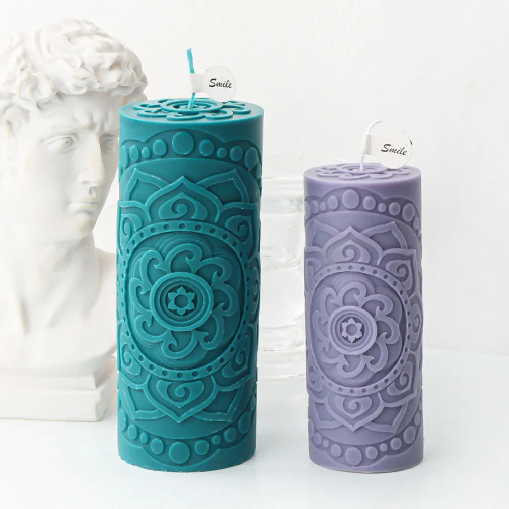 Description Picture 5 of itemCylinderical Relief Pattern Candle Silicone Mold Handmade Abstract Craft Column Scented Candle Gypsum Soap Resin Mold Home Decor