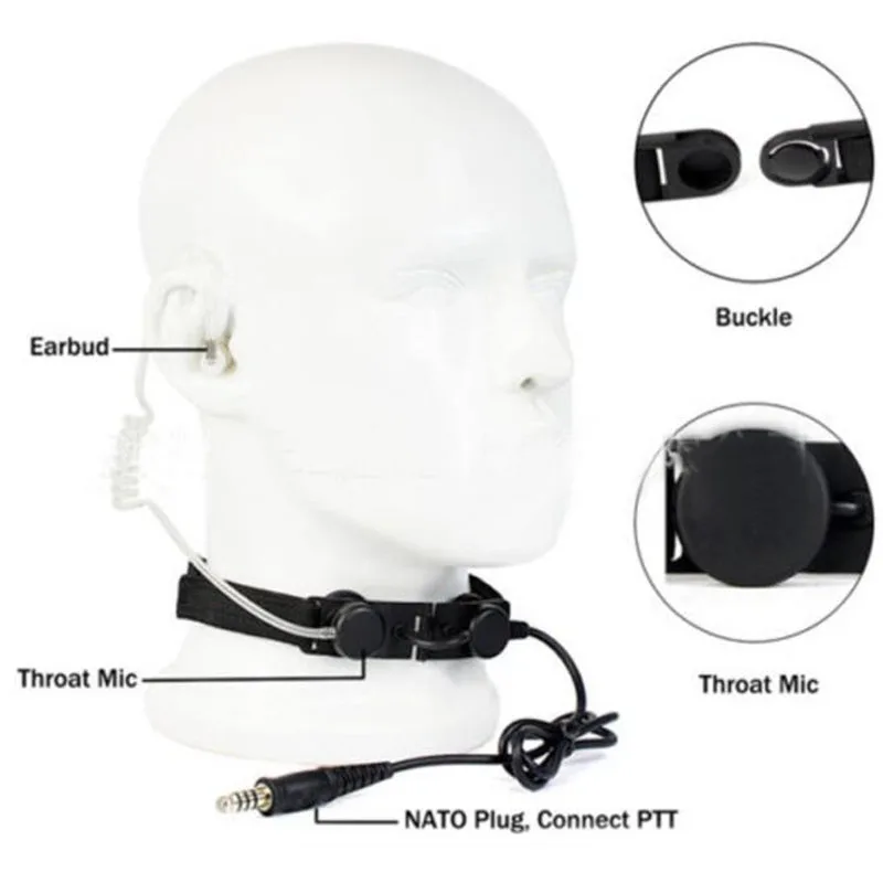 Z Tactical Throat Mic Z003 Air Tube Headset with U94 PTT for BaoFeng UV-5R 888S UV-82 TYT TH-UV8000D Retevis H777 Two Way Radio