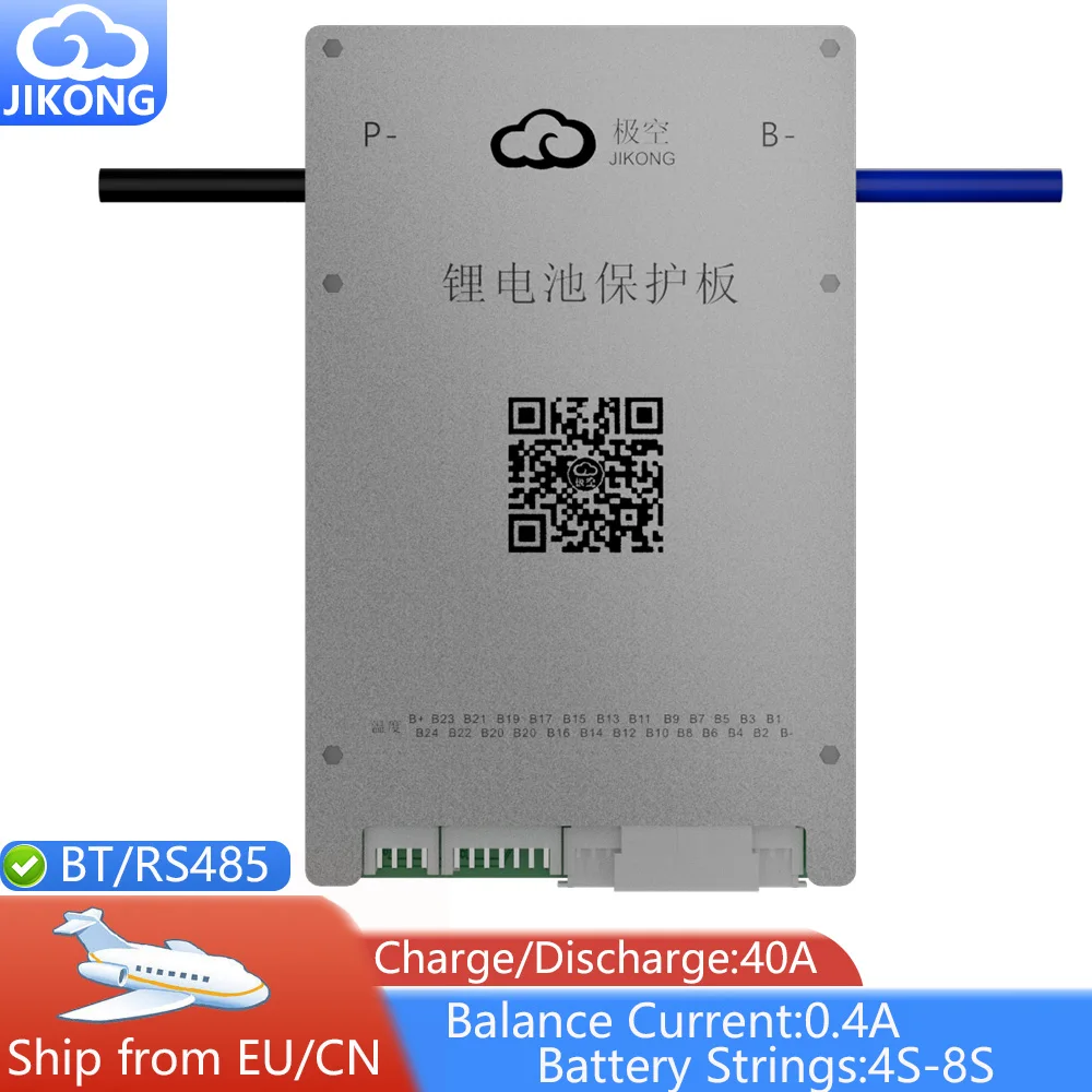 

JIKONG Active balance Smart BMS BD4A8S4P Active balance current 0.4A 4S 8S Continuous output current 40A Supports BT/APP RS485