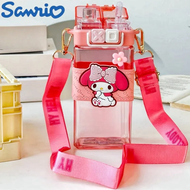 

520 мл Sanrioed Melody Onpompurin Kuromi Cinnamoroll пластиковая бутылка двойная чашка для напитков мультяшная бутылка для воды большой емкости для студентов