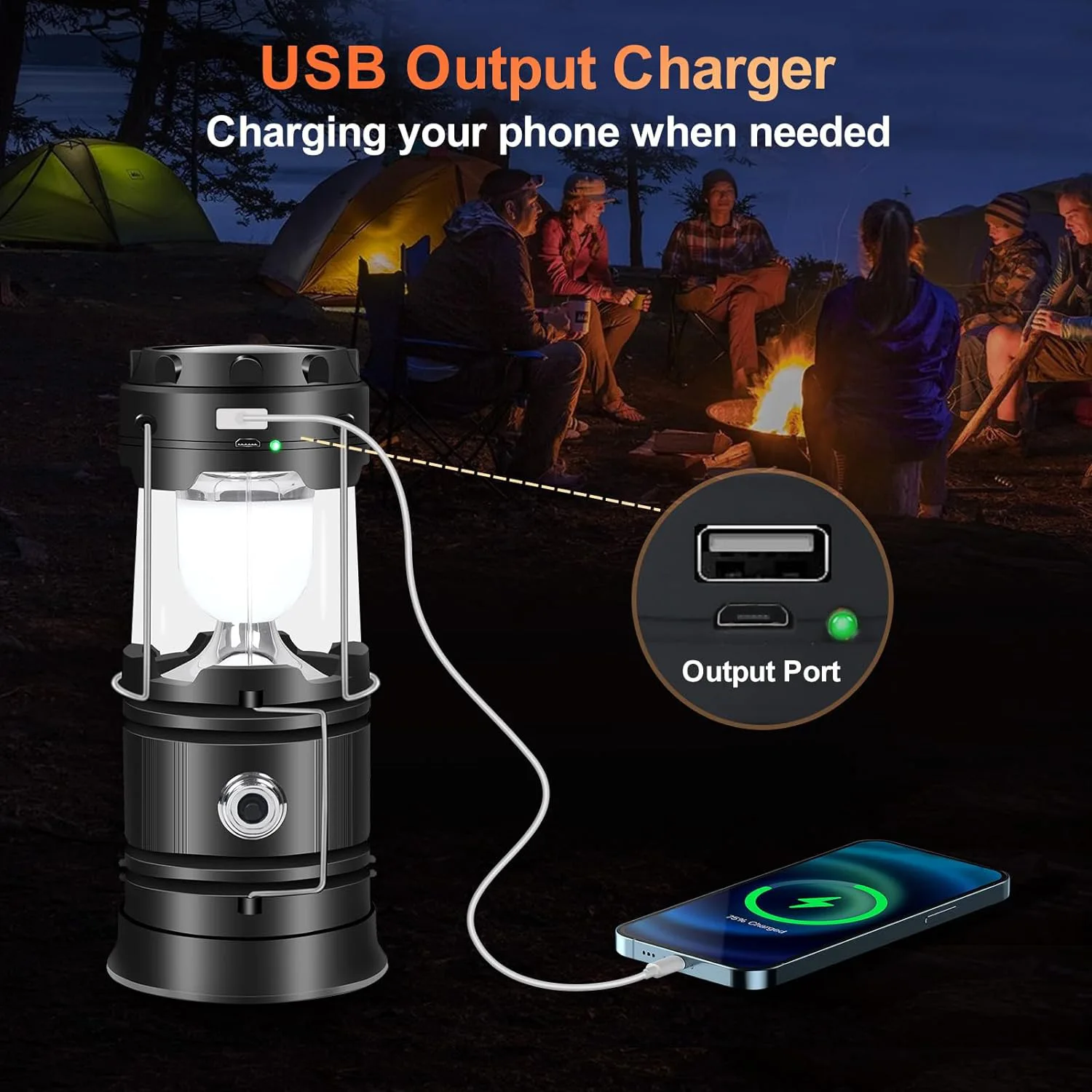 Camping Light Portable Flashlight Solar Camping Lights COB Tent Lamp