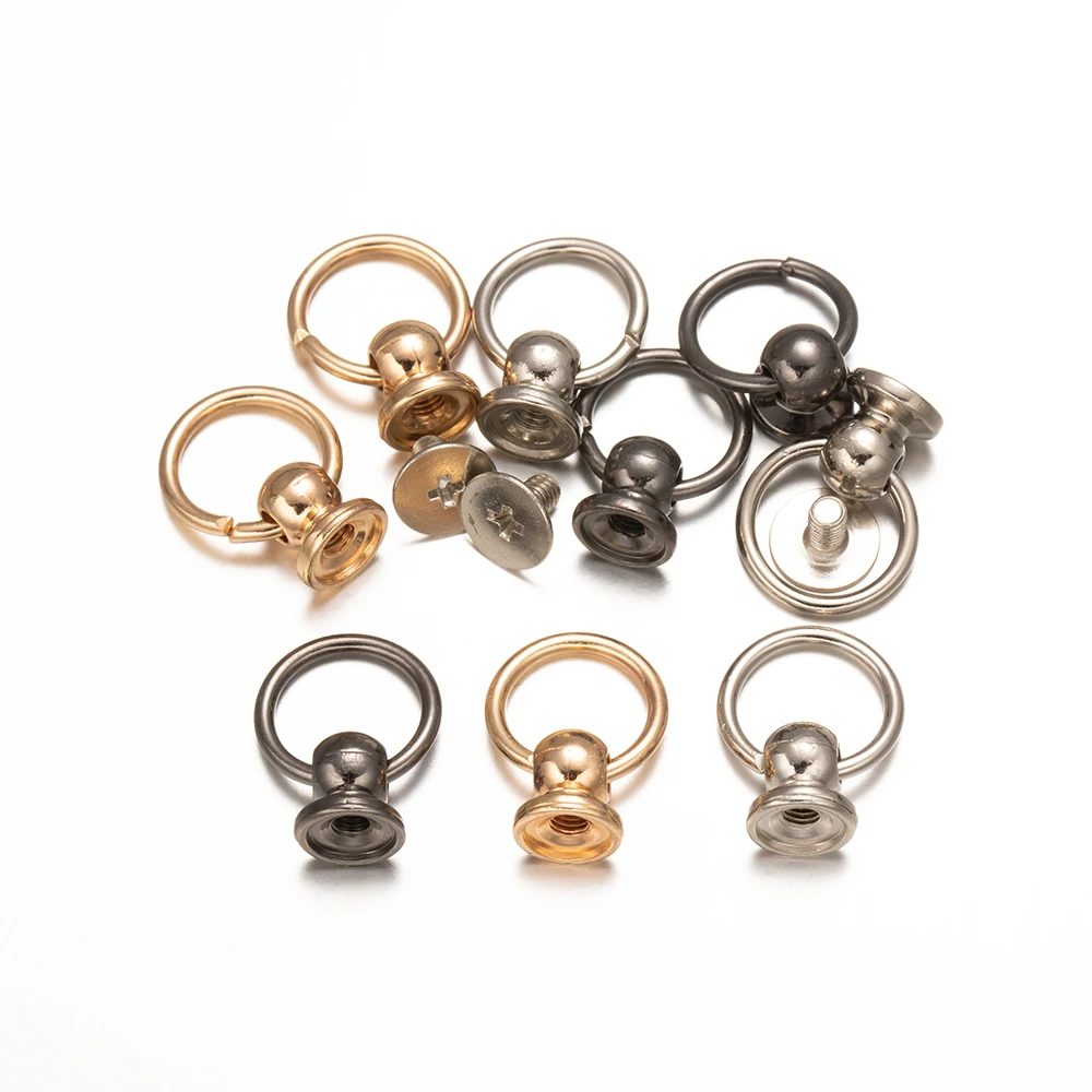 

20pcs Metal Ball Post Screwback With O Ring Stud Screw Rivet For Leather Craft Wallet Phone Case Decoration Accessories Making