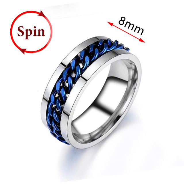 Fidget Spinner Rings For Women Men Spinning Rotating Stainless Steel Pubk Ring Anti Stress Accessories Men's Jewelry