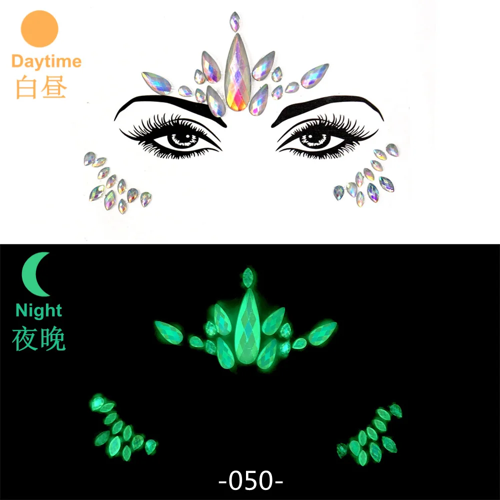 Rhinestone Face Jewels: Festival Glitter Crystal Stickers