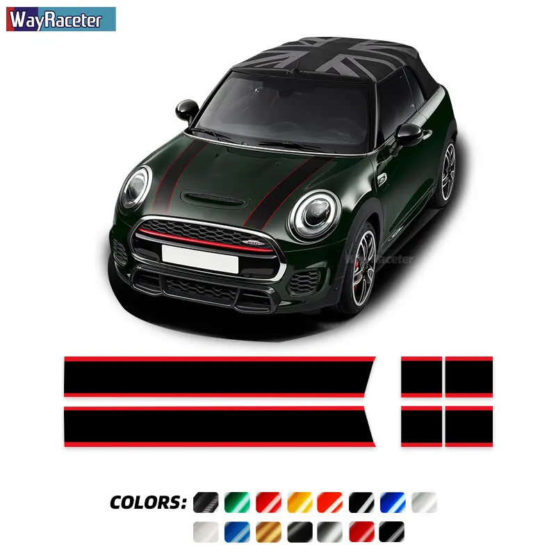 Car Hood Sticker Bonnet Stripes Engine Cover Band Rear Vinyl Decal For MINI Cooper F56 R56 F55 F57 R57 JCW Accessories | Автомобили и