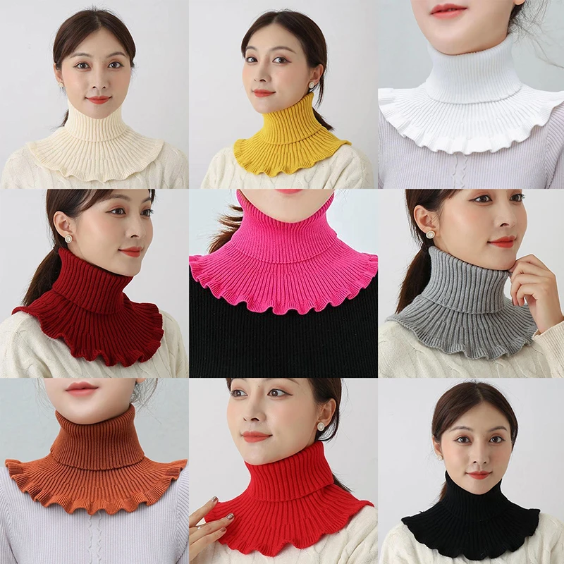 Women Warm Knitted Fake Collar Thicken Turtleneck False Scarves Detachable Neck Scarf women cotton scarf women shawl