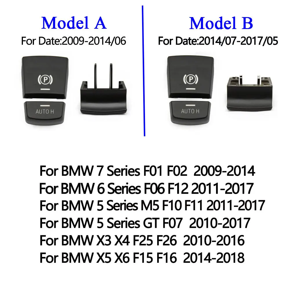 KIMISS Pulsante Interruttore Freno A Mano Per BMW | Ricambio In ABS Nero | Compatibile Con Serie 5/6/X3/X4 (F10 F11 F18 F06 F12 F25 F26) Anni 2009-2013 | OE 61312822518