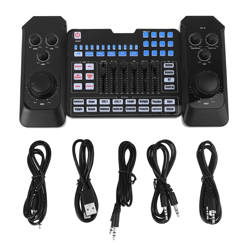 

USB Rechargeble Bluetooth Audio Mixer Headset Microphone Webcast Live Streaming Sound Card for Music Recording Karaoke on H052