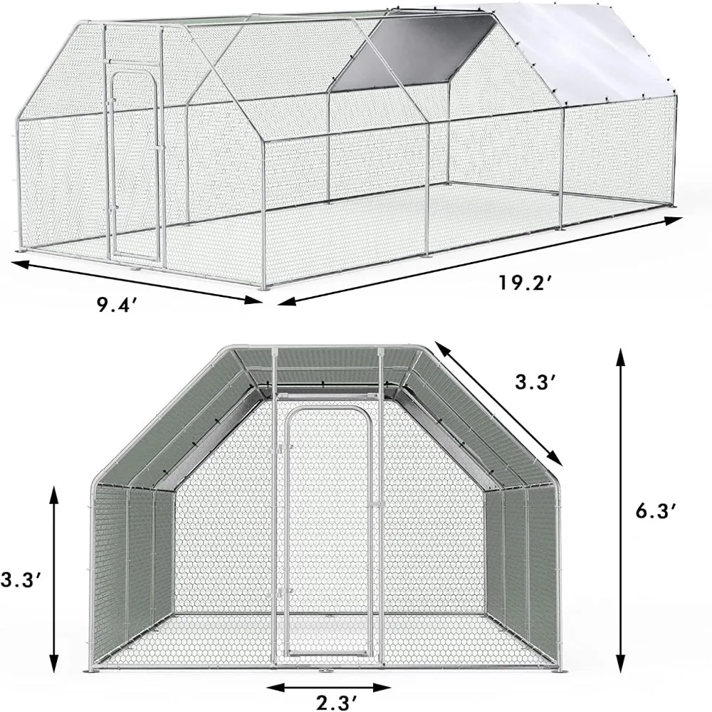 Large Chicken Coop, Flat-roof Walk-in Poultry Chicken Hen cage, Rabbits Duck Cages with Waterproof and Anti-Ultraviolet 5