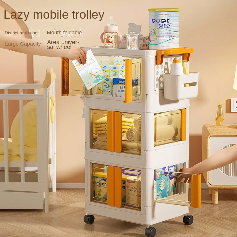 

Living room small cart storage shelves, bedroom multi-layer foldable trolley storage cabinet