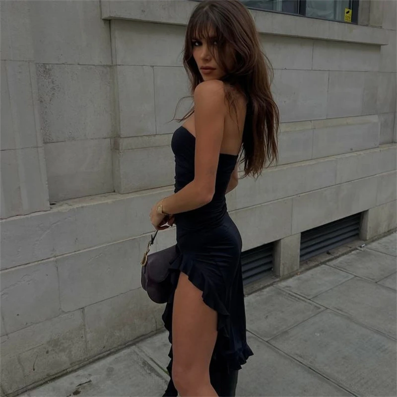 Europe and the United States style y2k spring fashion trend women's new line shoulder chest bag buttock slim irregular dress