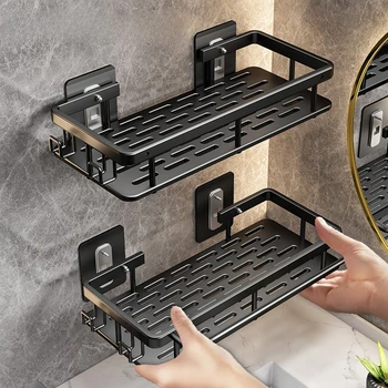 Mensola da bagno senza trapano Bottiglia di shampoo montata a parete Portaoggetti angolare per doccia Portaoggetti per WC Accessori da cucina per bagno in alluminio 1