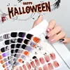 2024 Halloween Semi-cured UV Gel Nail Stickers Pumpkin Skull Full Cover Gel For UV Lamp Gel Nail Strips Press On Nail Decal 3