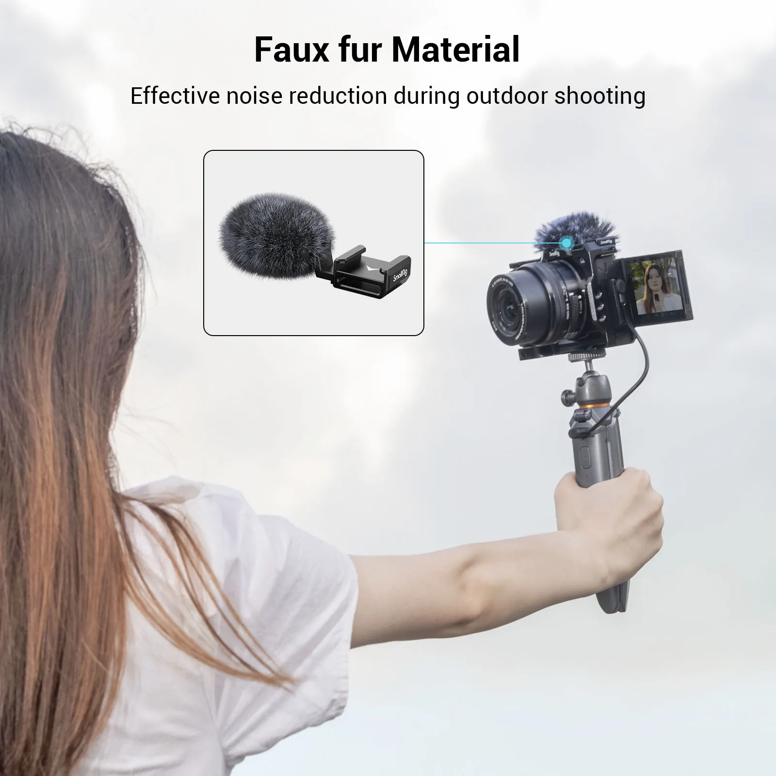 SmallRig Cold Shoe Adapter with Furry Windscreen for Sony