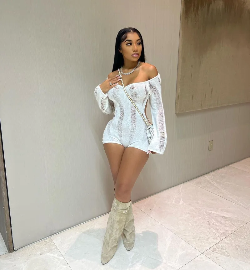 2023 New Spring/Summer Fashion Long Sleeve Hollow Open Back Sexy Tight Wrap Hip Casual Wool Weaving Dress Women Clothing