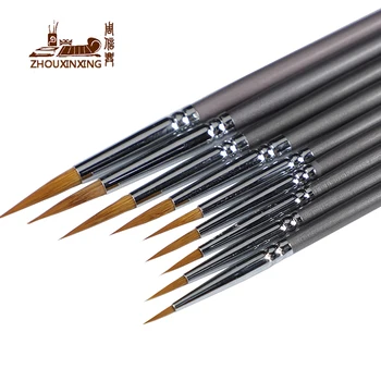 9 pezzi donnola linea di capelli libro pennello pittura acquerello guazzo pittura a olio gancio linea penna durevole sottile argento betulla penna asta arte 1