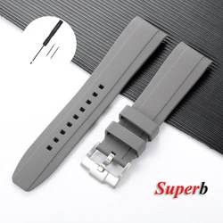 Curved End Soft Silicone Waterproof Sport Wristband - 22mm (Grey)