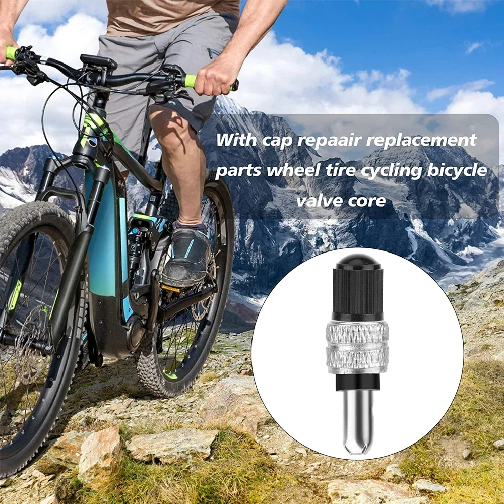 Bike Valve Core Set 4-12 Sets Bike Valve Core Set Compatible with Wood Dunlop Dutch Tires Copper & Silver Replacement Parts Bicycle Repair Tools