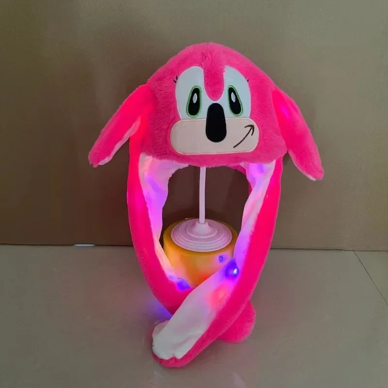 thumbnail image 1 of Nuevo gorro de peluche de Sonic Hedgehog de Anime, gorro de salto de prensa, orejas de conejo luminosas coloridas y divertidas de Kawaii, juguete de gran valor, regalo para damas, 1 of 5