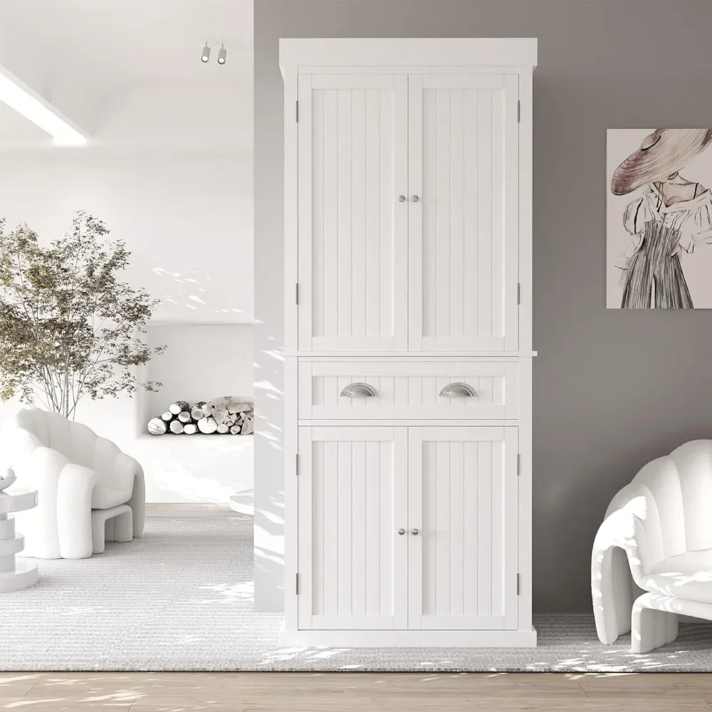 72" Freestanding Kitchen Pantry Storage Cabinet with Doors and Adjustable Shelves,Storage Cupboard with Large Drawer for Kitchen 3
