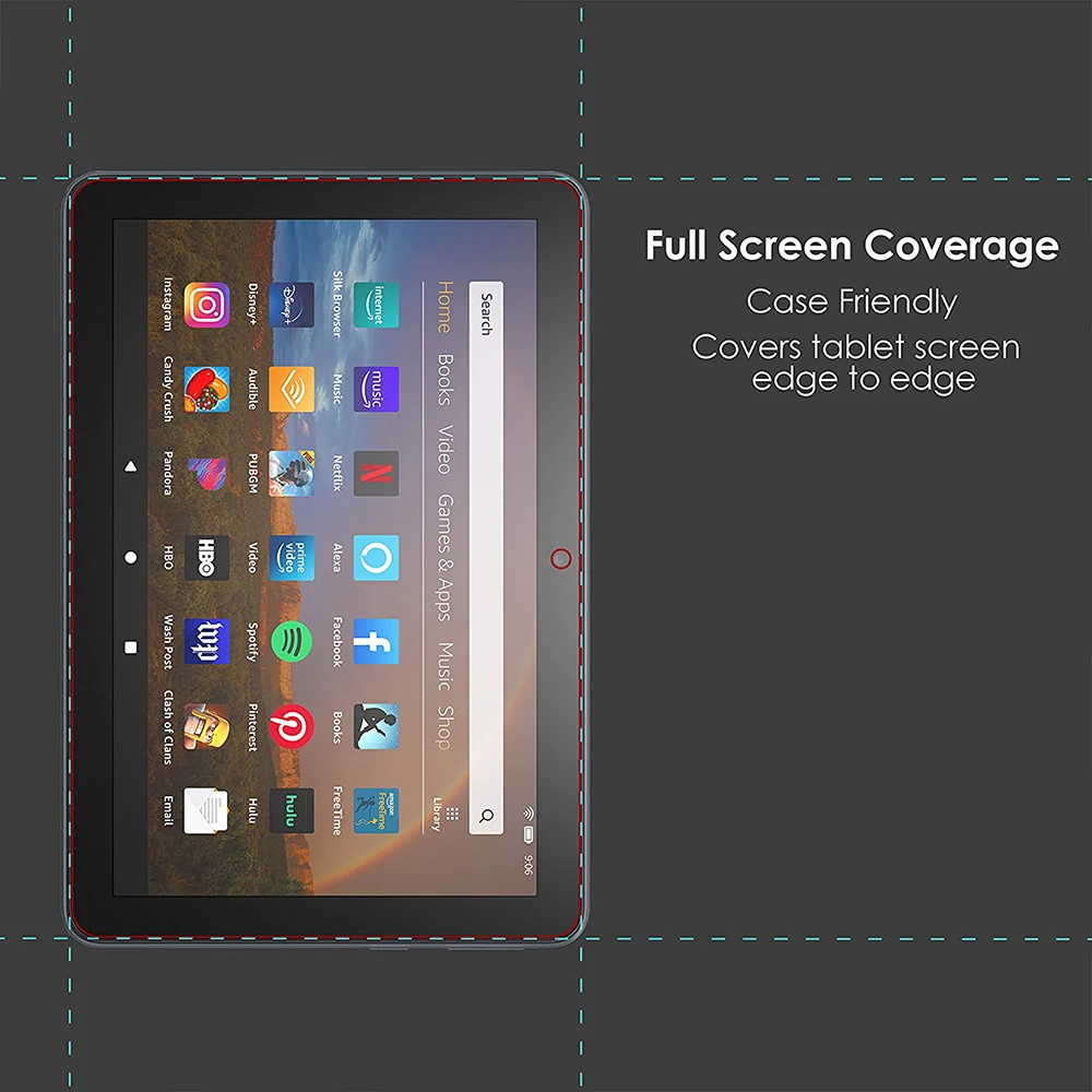 2Pcs Tablet Tempered Glass Screen Protector Cover for Fire HD 10 2021 11th Generation Full Coverage Screen Shatter Proof Film 4